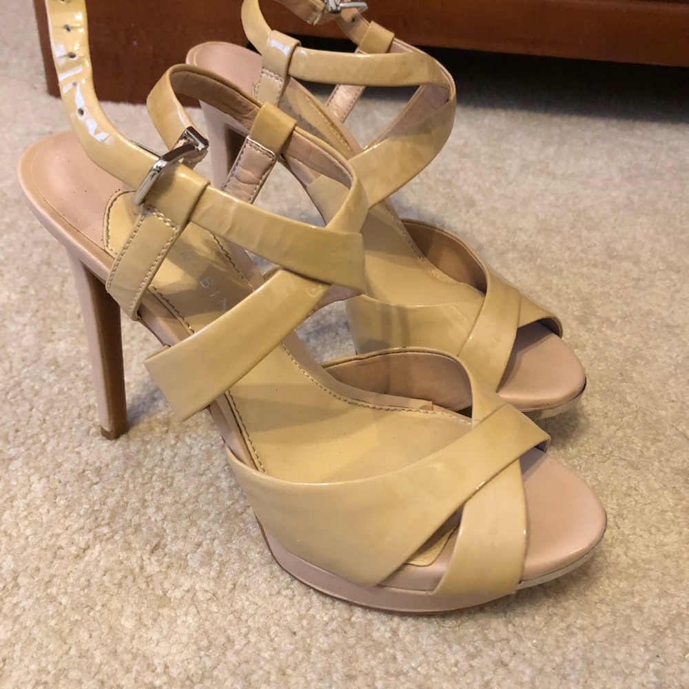 Strappy nude heels